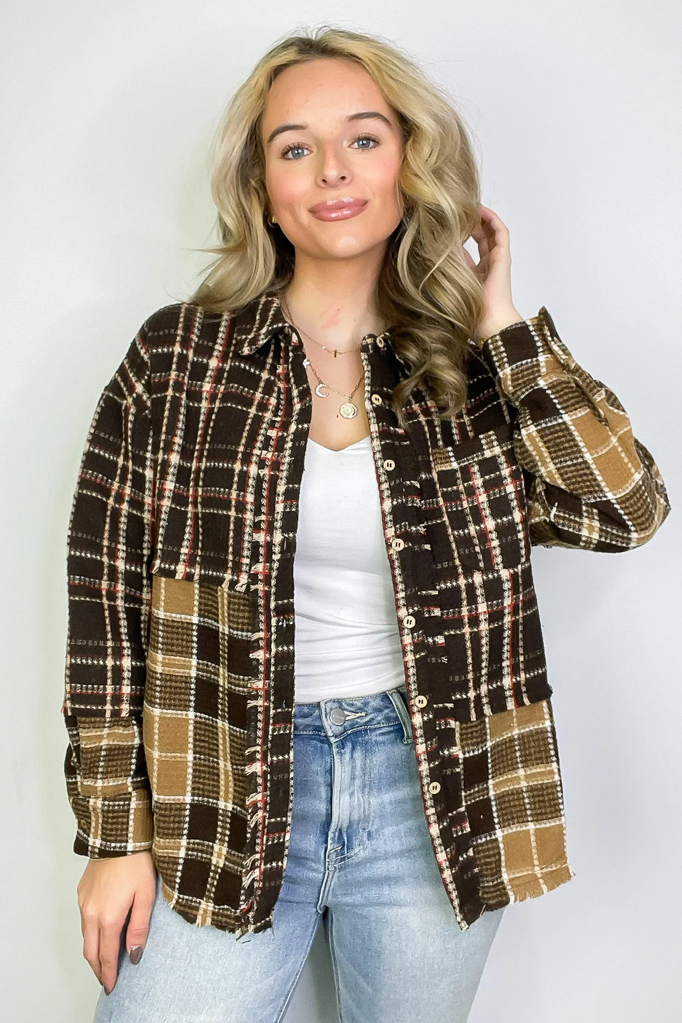 Notoriously Cool Mixed Plaid Oversized Shacket sold by Madison + Mallory product image thumbnail 2