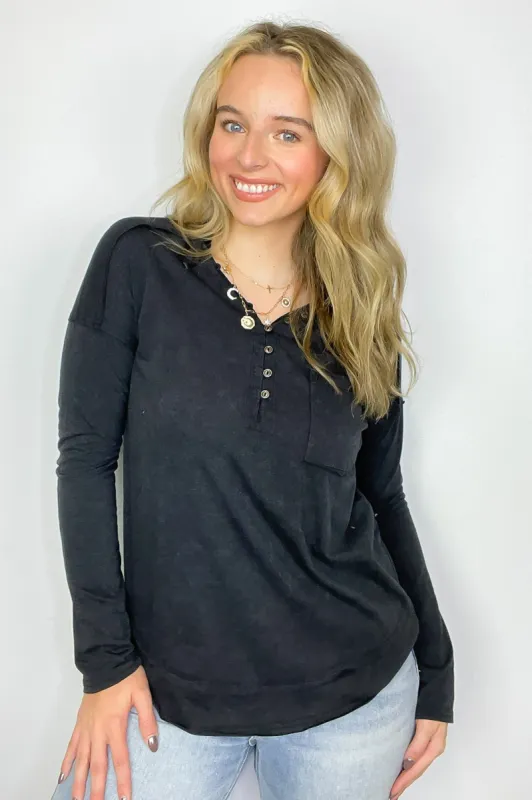 Robyn Mineral Washed Henley Top - FINAL SALE made by Very J