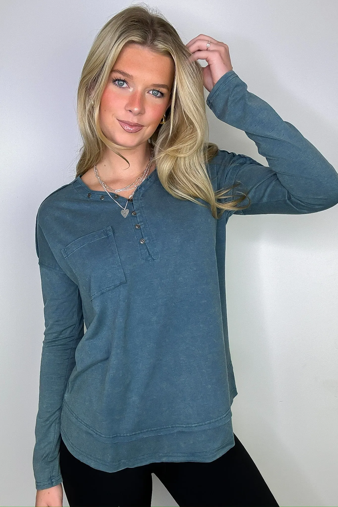 Robyn Mineral Washed Henley Top - FINAL SALE sold by Madison + Mallory product image thumbnail 3
