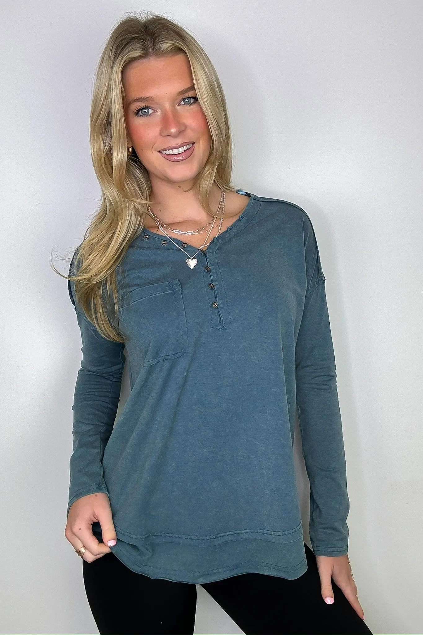 Robyn Mineral Washed Henley Top - FINAL SALE sold by Madison + Mallory product image thumbnail 5