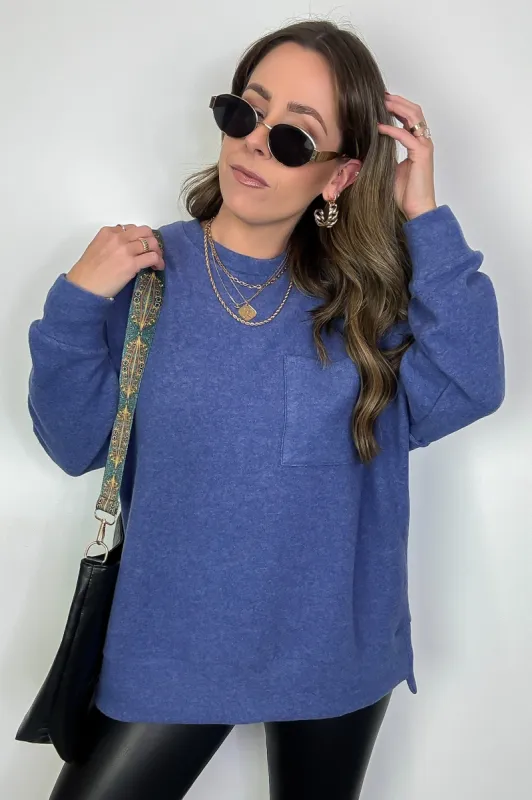 Noellie Brushed Melange Knit Pocket Pullover - FINAL SALE sold by Madison + Mallory