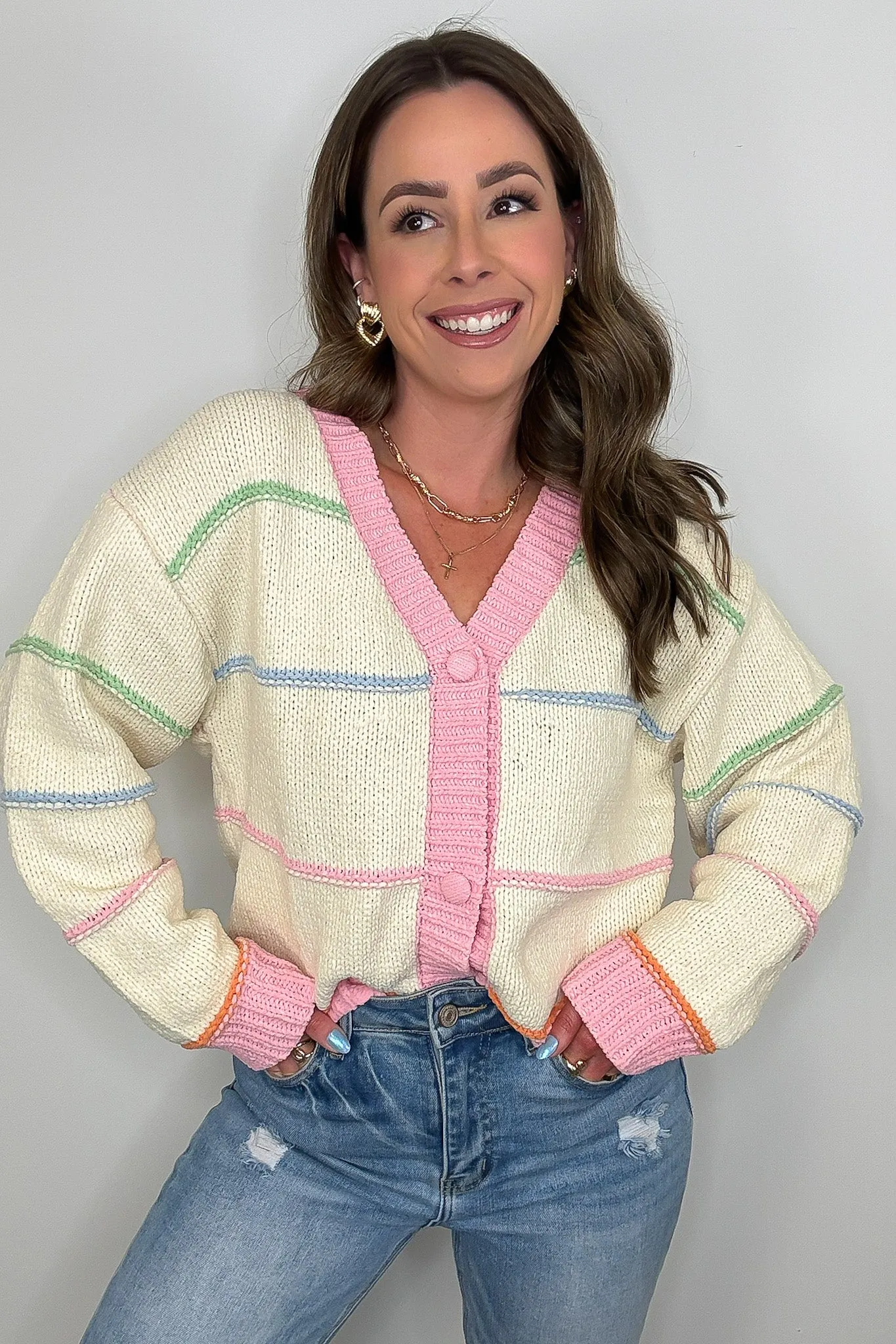 Arienne Striped Button Down Cardigan - FINAL SALE sold by Madison + Mallory