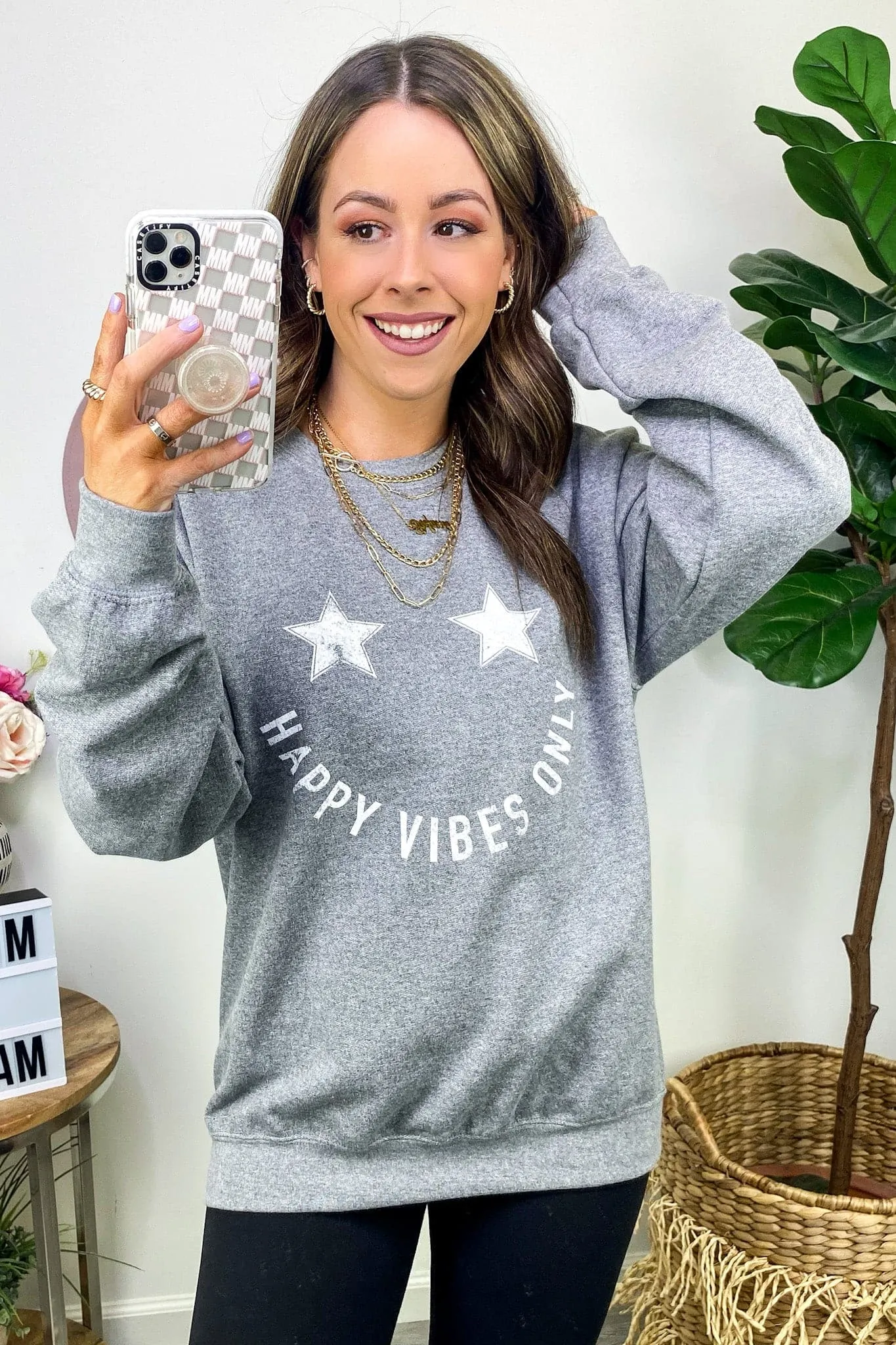 Happy Vibes Only Smile Graphic Pullover - FINAL SALE sold by Madison + Mallory product image thumbnail 2