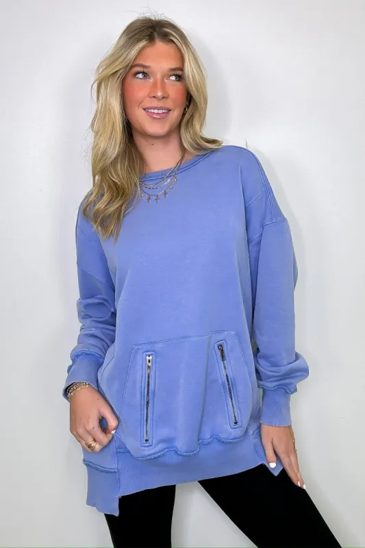 Larissa Mineral Wash Zipper Pocket Pullover - FINAL SALE sold by Madison + Mallory
