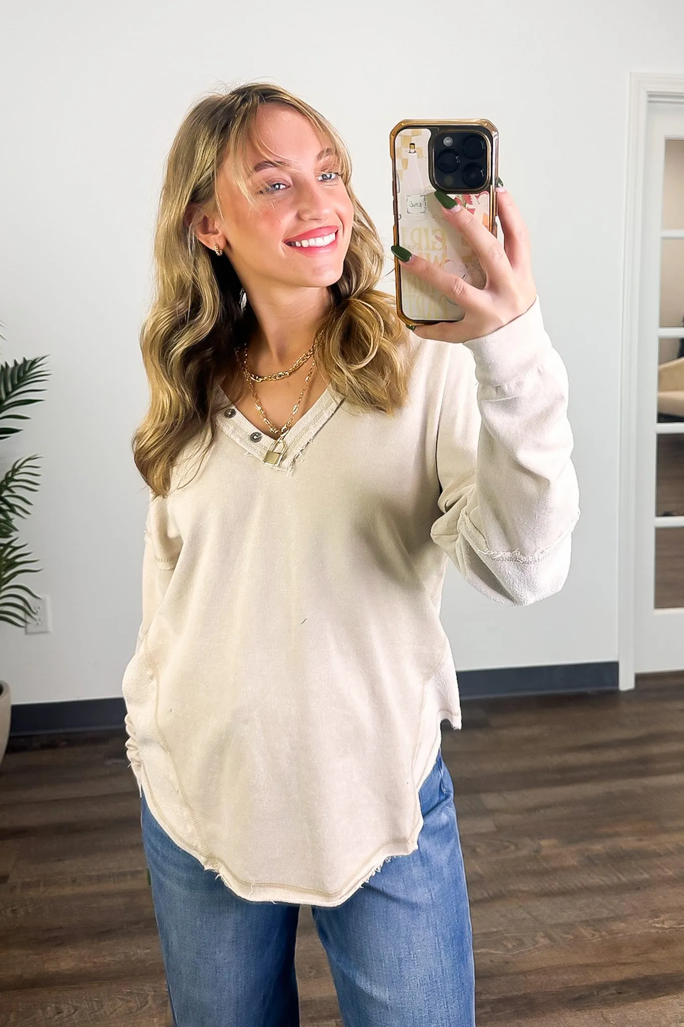 Scarlette Washed V-Neck Henley Top - FINAL SALE sold by Madison + Mallory product image thumbnail 2