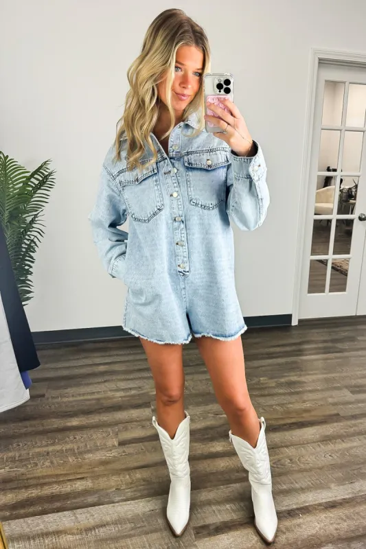 Trina Mineral Wash Button Down Oversized Romper - FINAL SALE sold by Madison + Mallory