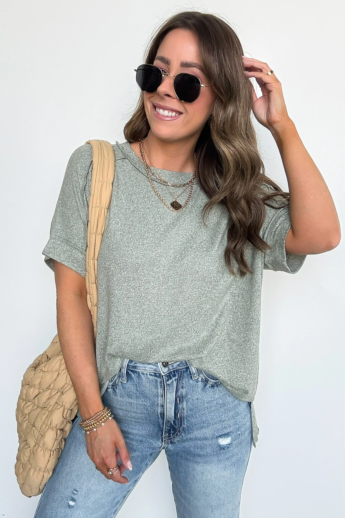Sunday Muse Melange High Low Tee - BACK IN STOCK sold by Madison + Mallory