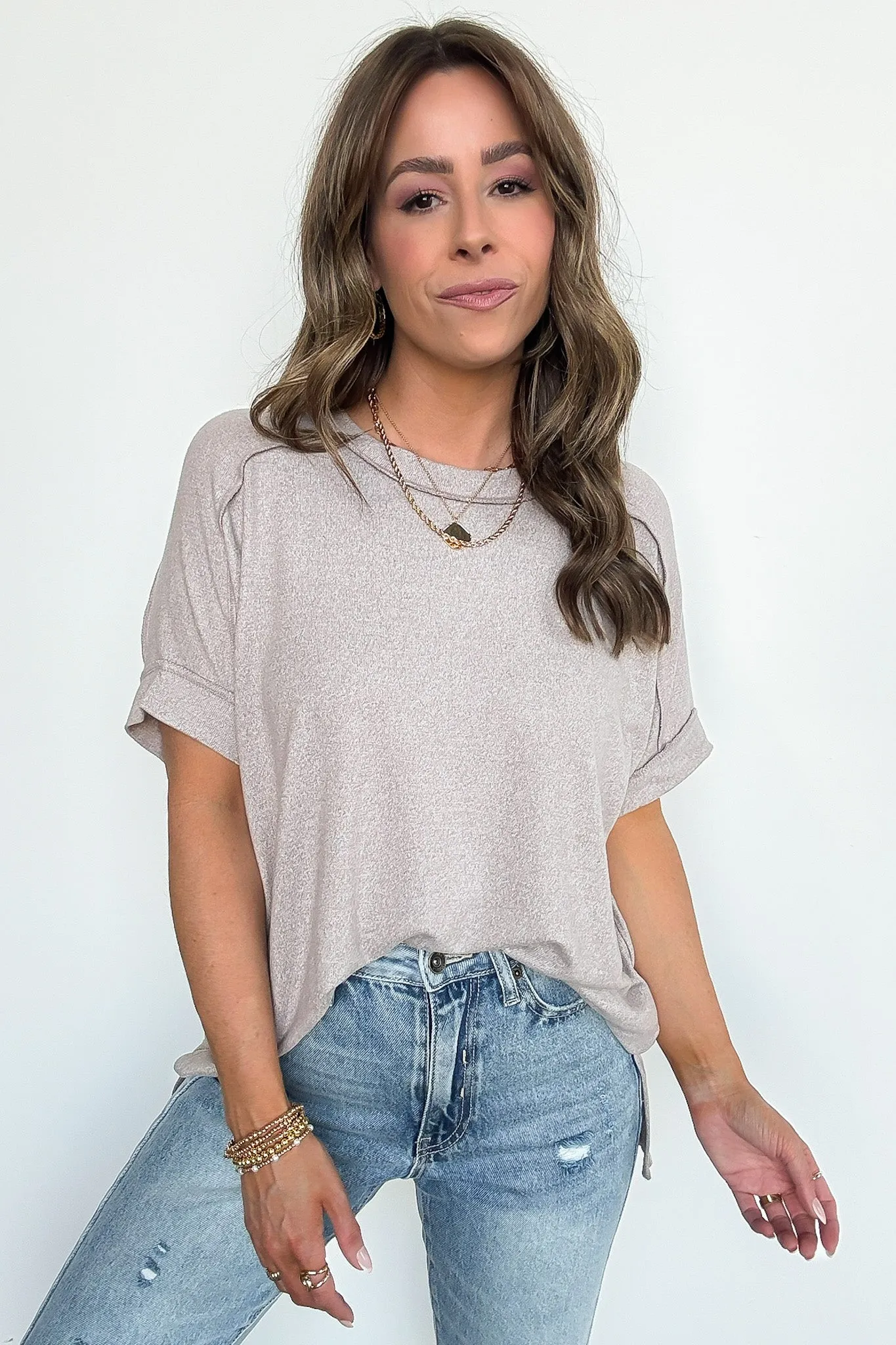 Sunday Muse Melange High Low Tee - BACK IN STOCK sold by Madison + Mallory product image thumbnail 4