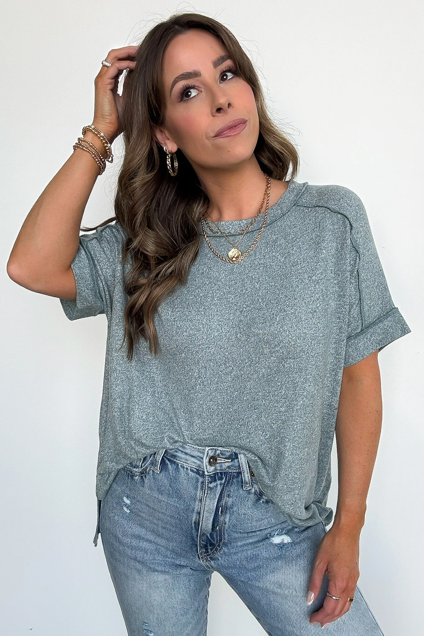 Sunday Muse Melange High Low Tee - BACK IN STOCK sold by Madison + Mallory product image thumbnail 3