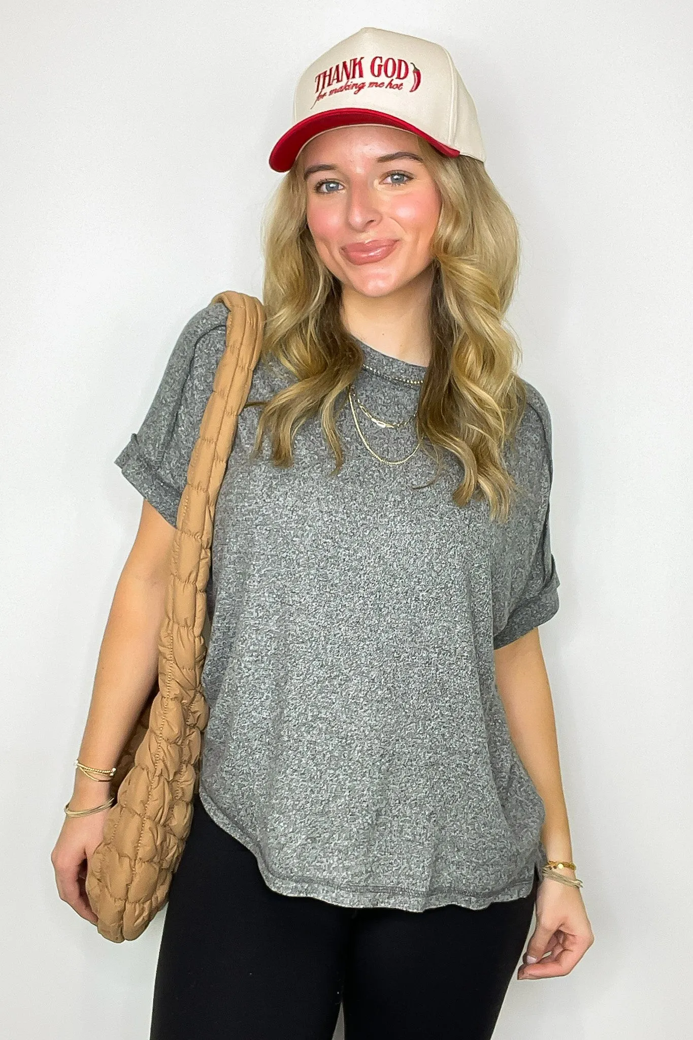 Sunday Muse Melange High Low Tee - BACK IN STOCK sold by Madison + Mallory product image thumbnail 5