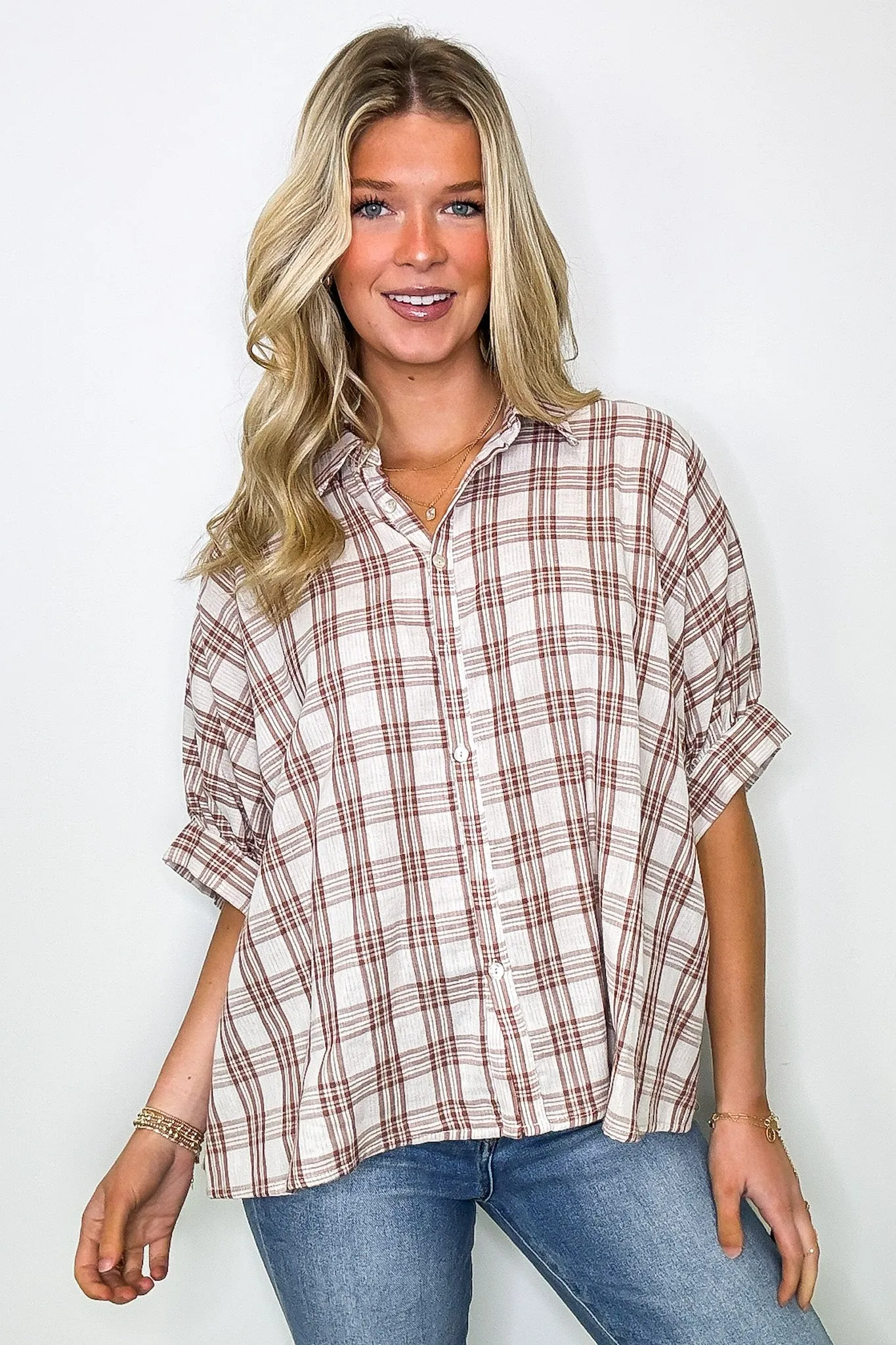 Zoe Plaid Dolman Sleeve Top - FINAL SALE sold by Madison + Mallory product image thumbnail 3