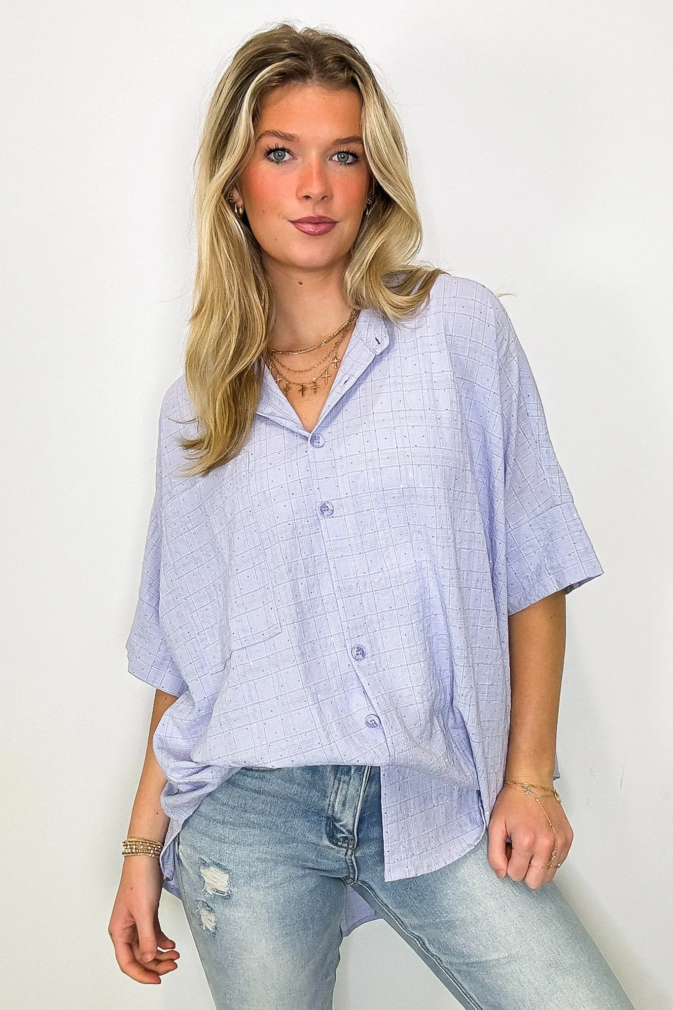 Crowd Pleaser Rhinestone Embellished Button Down Top - FINAL SALE sold by Madison + Mallory product image thumbnail 4