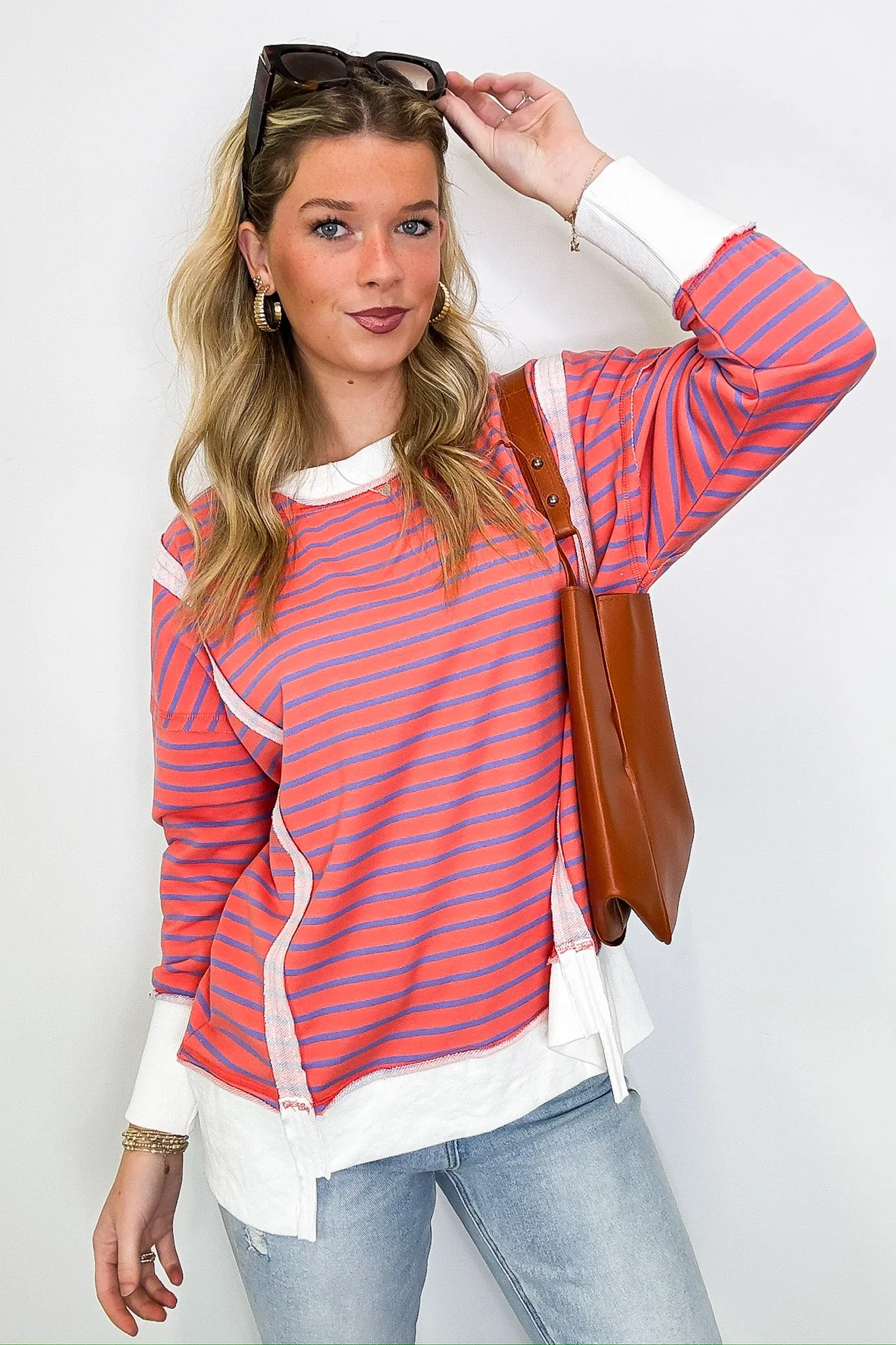 Livie Striped Relaxed Fit Pullover - FINAL SALE sold by Madison + Mallory