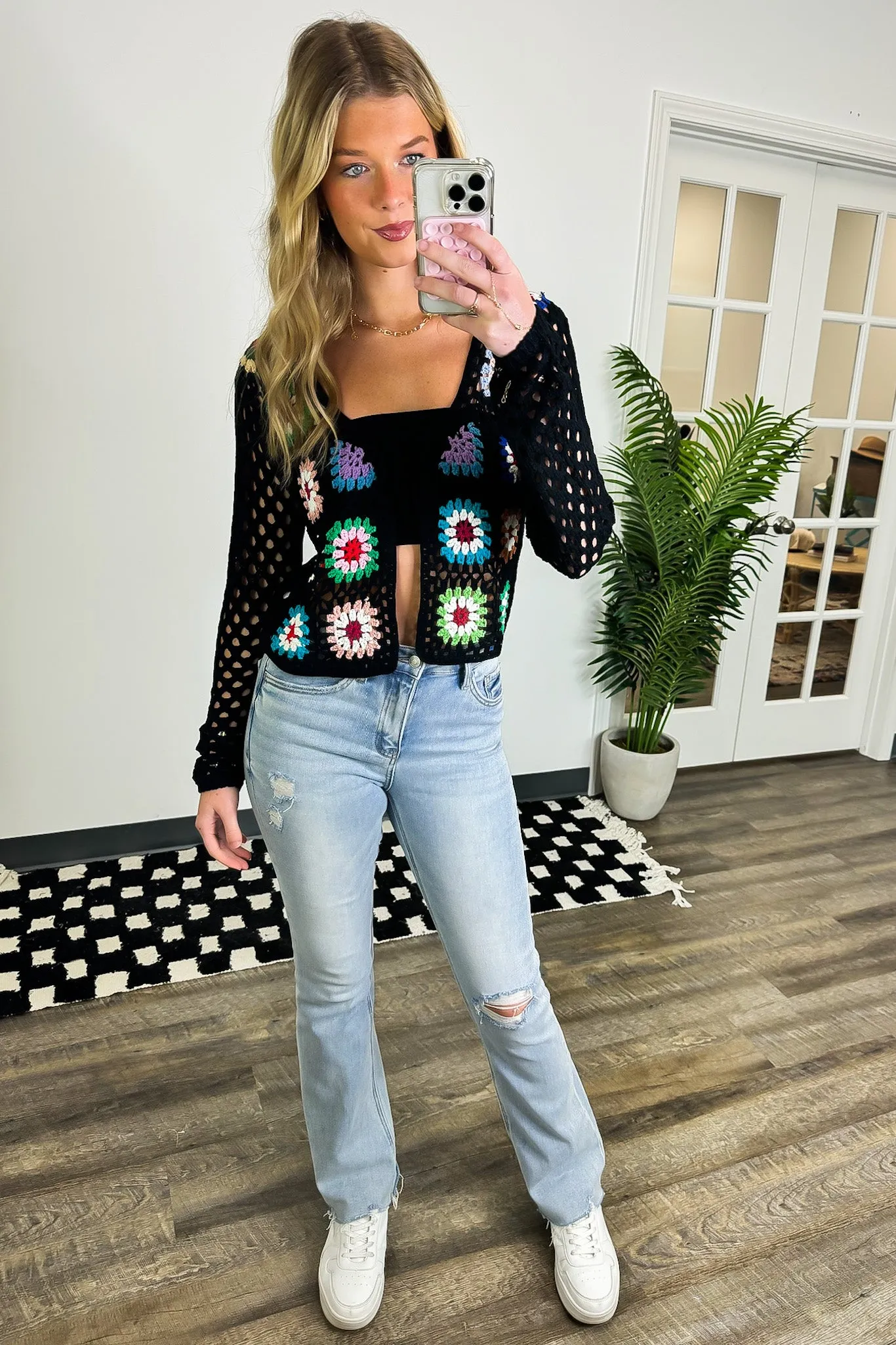 Boho Blossom Floral Crochet Tie Front Cardigan - FINAL SALE sold by Madison + Mallory product image thumbnail 3