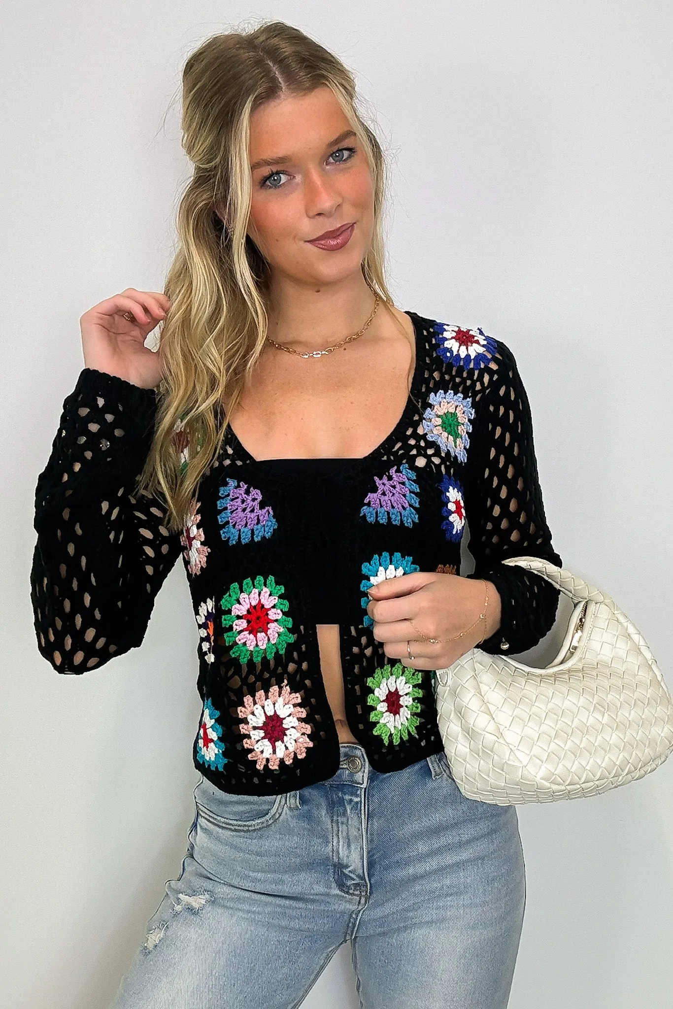 Boho Blossom Floral Crochet Tie Front Cardigan - FINAL SALE sold by Madison + Mallory product image thumbnail 4