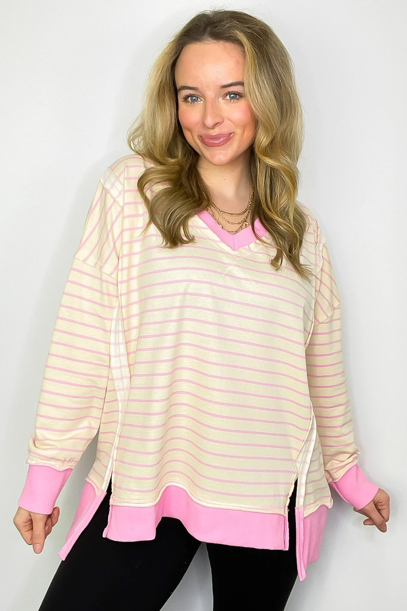 Happiest Hour V-Neck Striped Top - FINAL SALE sold by Madison + Mallory