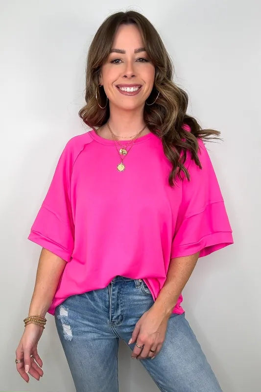 Chill Out Terry Knit Raw Edge Relaxed Top - FINAL SALE sold by Madison + Mallory