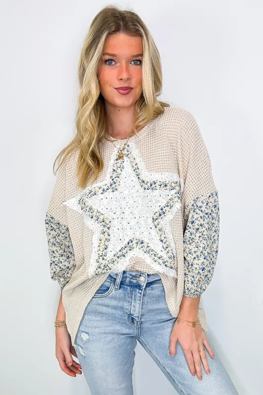 Multi Star Patchwork Contrast Top - FINAL SALE sold by Madison + Mallory