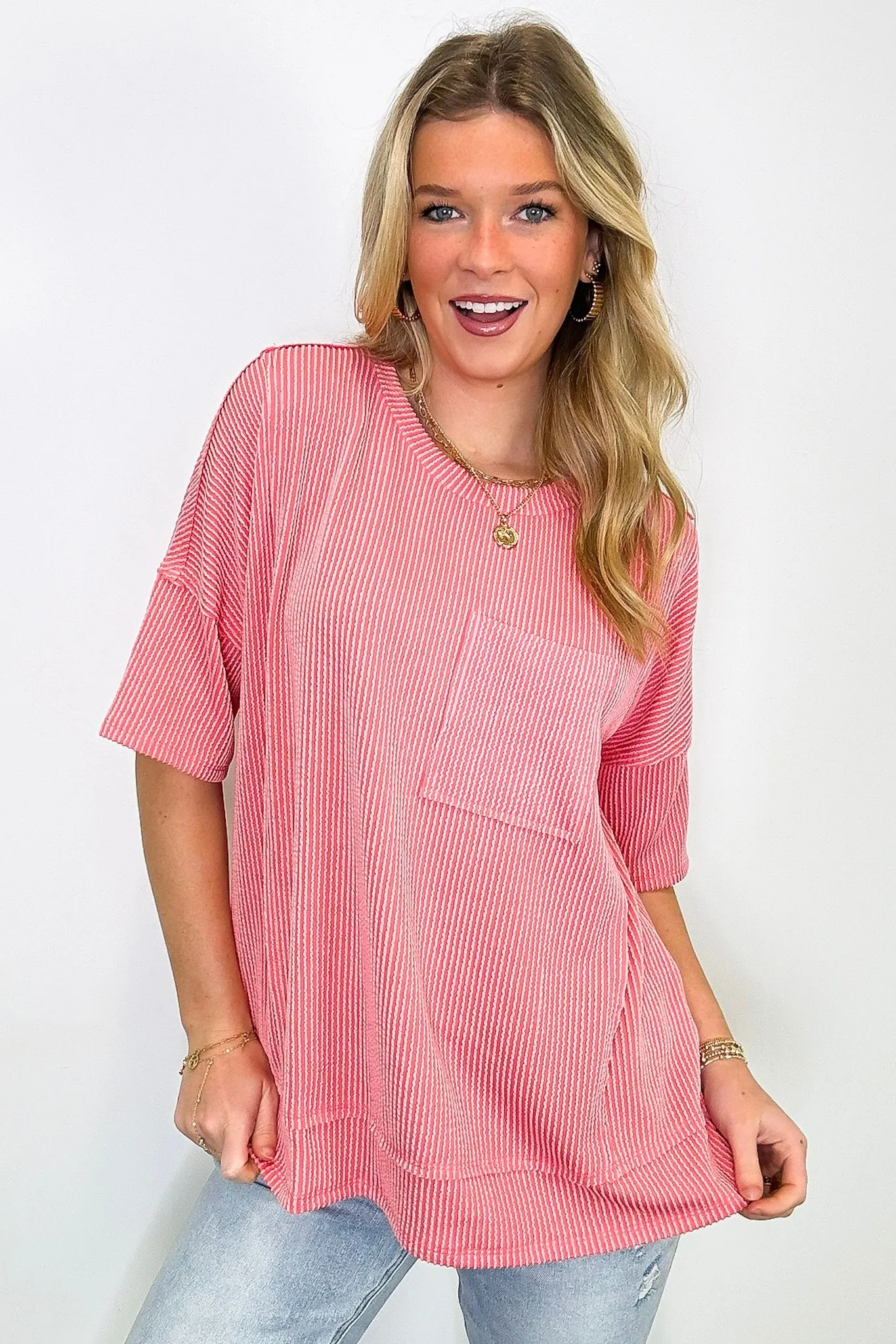 Go With It Raw Edge Relaxed Pocket Top - FINAL SALE sold by Madison + Mallory product image thumbnail 4