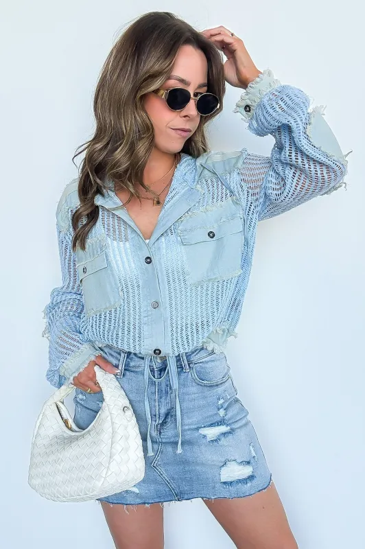 Millie Open Knit Drawstring Hem Button Down Top - FINAL SALE sold by Madison + Mallory