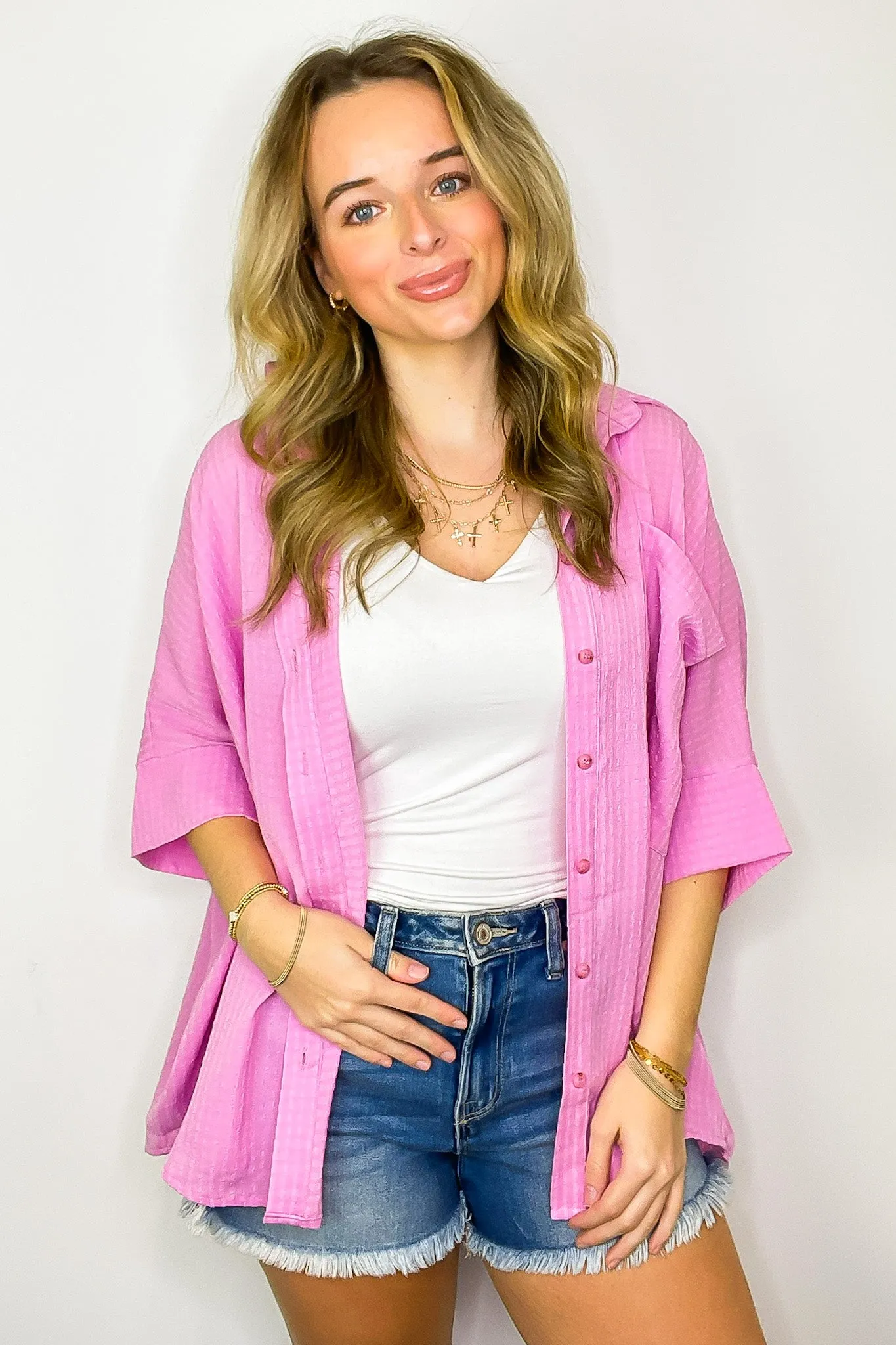 Ayla Textured Knit Button Down Top - FINAL SALE sold by Madison + Mallory product image thumbnail 5
