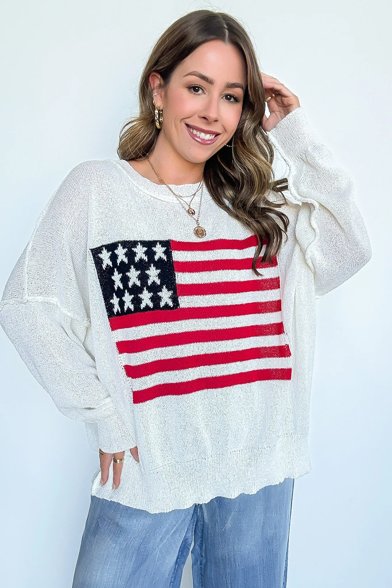 Freedom Ring American Flag Knit Sweater - FINAL SALE sold by Madison + Mallory product image thumbnail 5