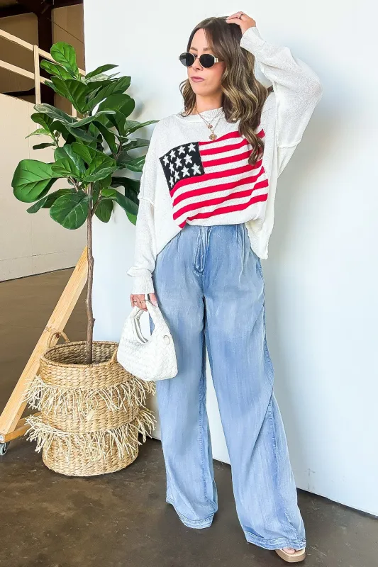 Freedom Ring American Flag Knit Sweater sold by Madison + Mallory