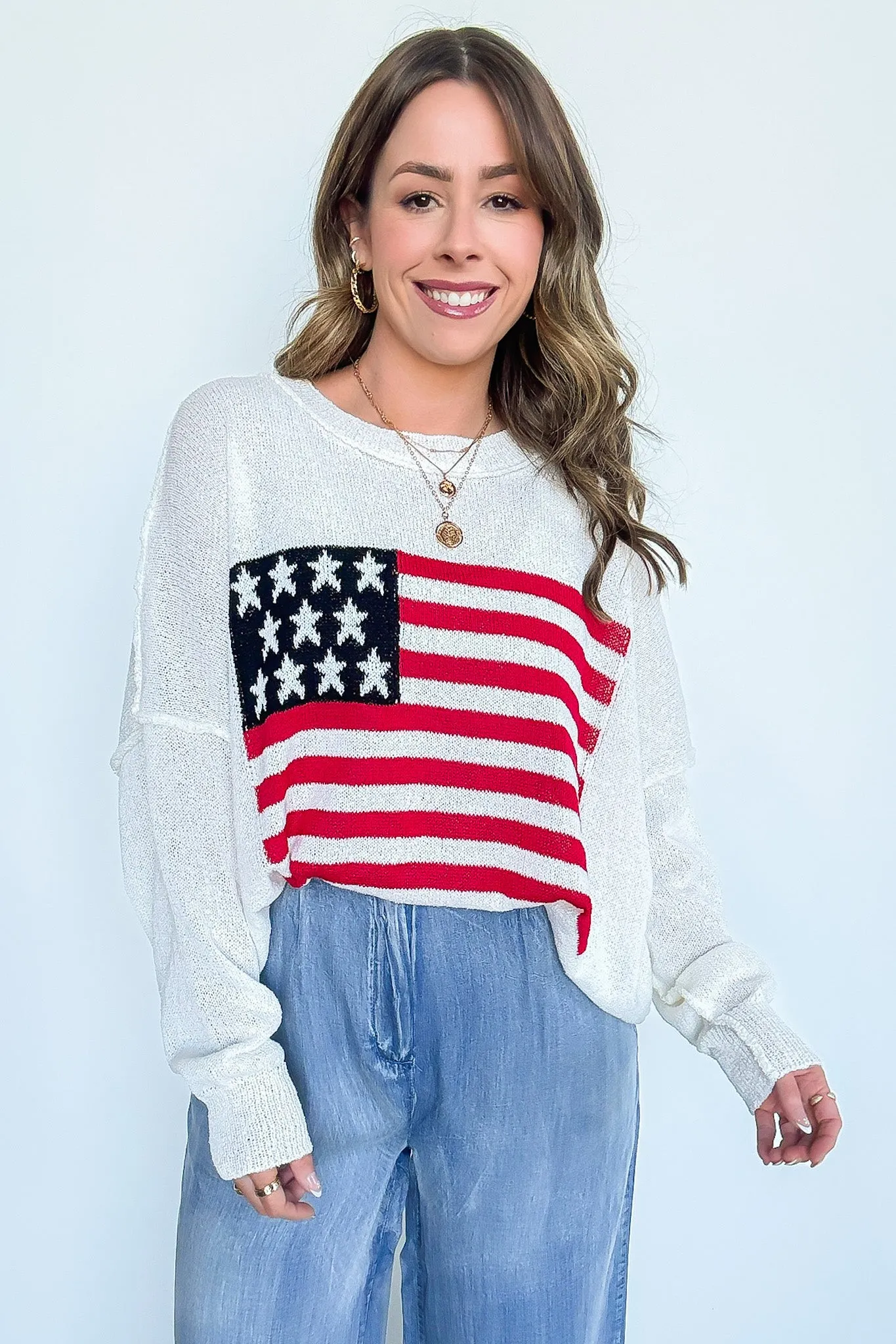 Freedom Ring American Flag Knit Sweater - FINAL SALE sold by Madison + Mallory product image thumbnail 4