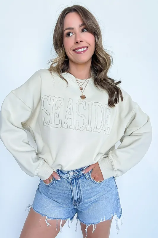 SEASIDE Embroidered Graphic Pullover - FINAL SALE sold by Madison + Mallory