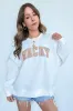 VACAY Graphic Patch Pullover Sweatshirt sold by Madison + Mallory