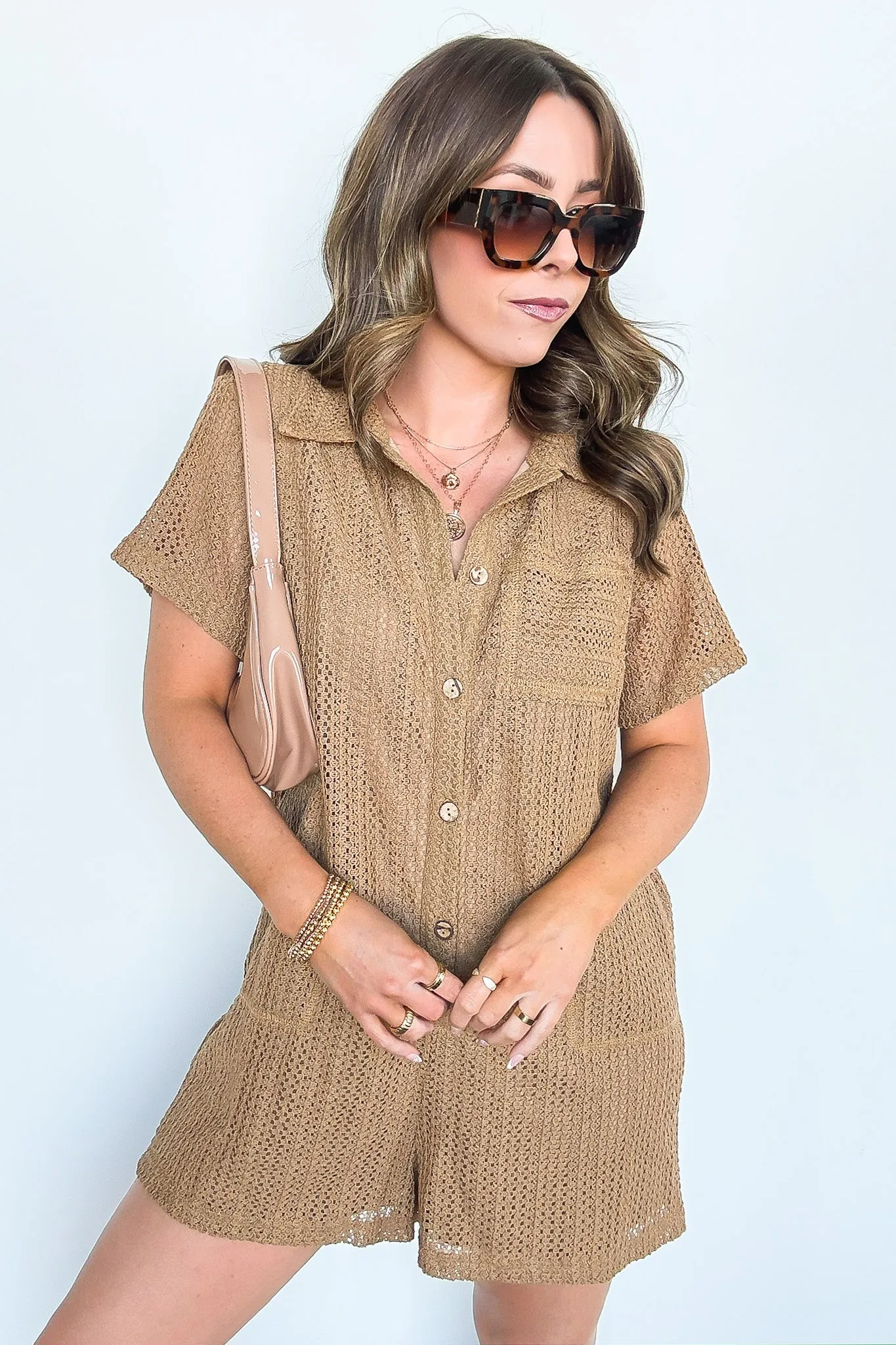 Coretta Button Down Crochet Romper - FINAL SALE sold by Madison + Mallory product image thumbnail 5