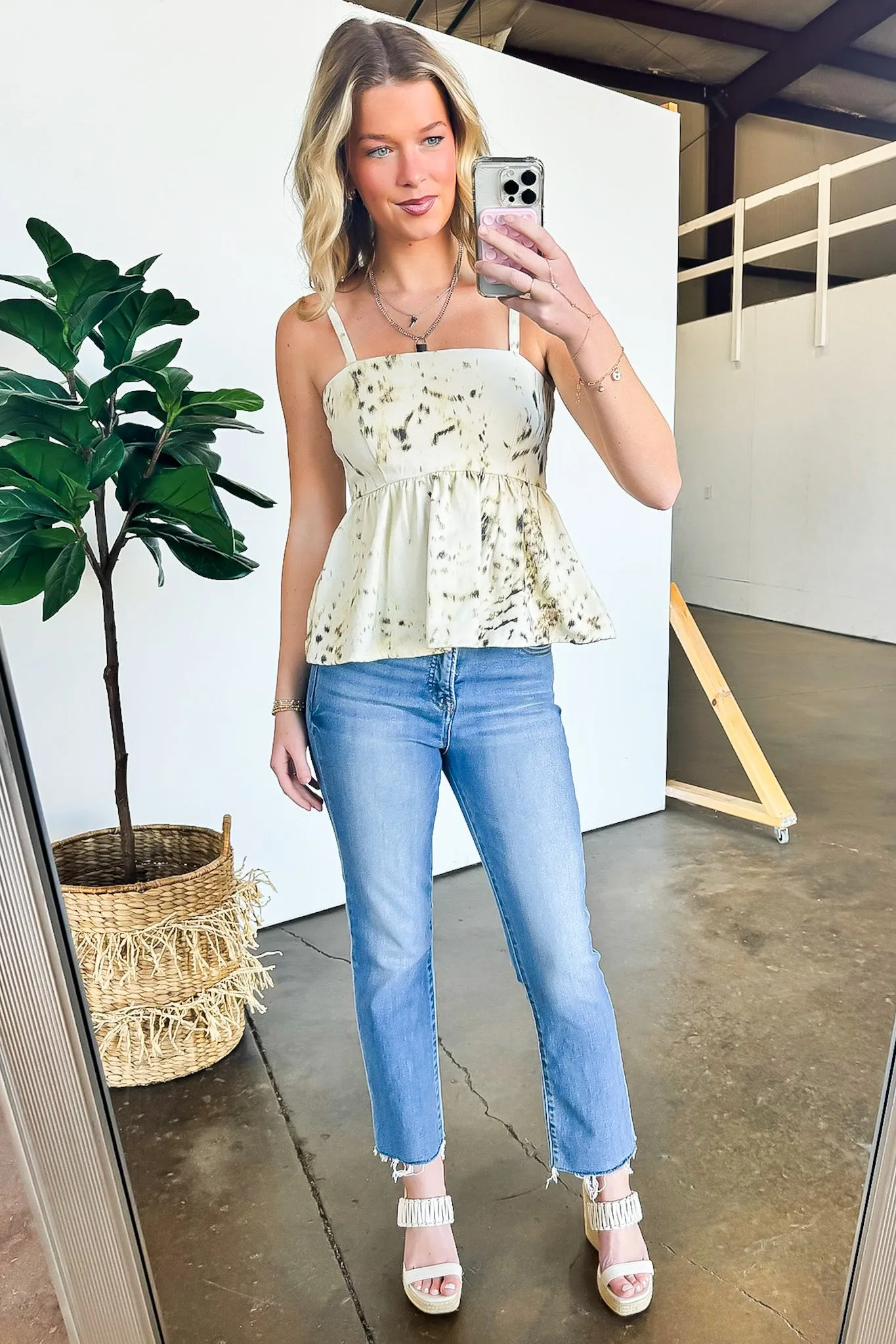 Posh Pulse Abstract Print Peplum Tank Top - FINAL SALE sold by Madison + Mallory product image thumbnail 4