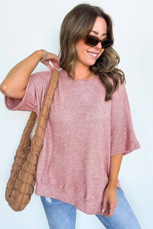 Priscilla Waffle Knit Oversized Top - BACK IN STOCK sold by Madison + Mallory