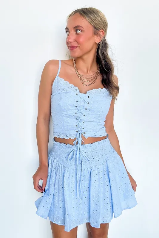 Dreamy Impression Eyelet Lace Up Top - FINAL SALE made by Blu Pepper