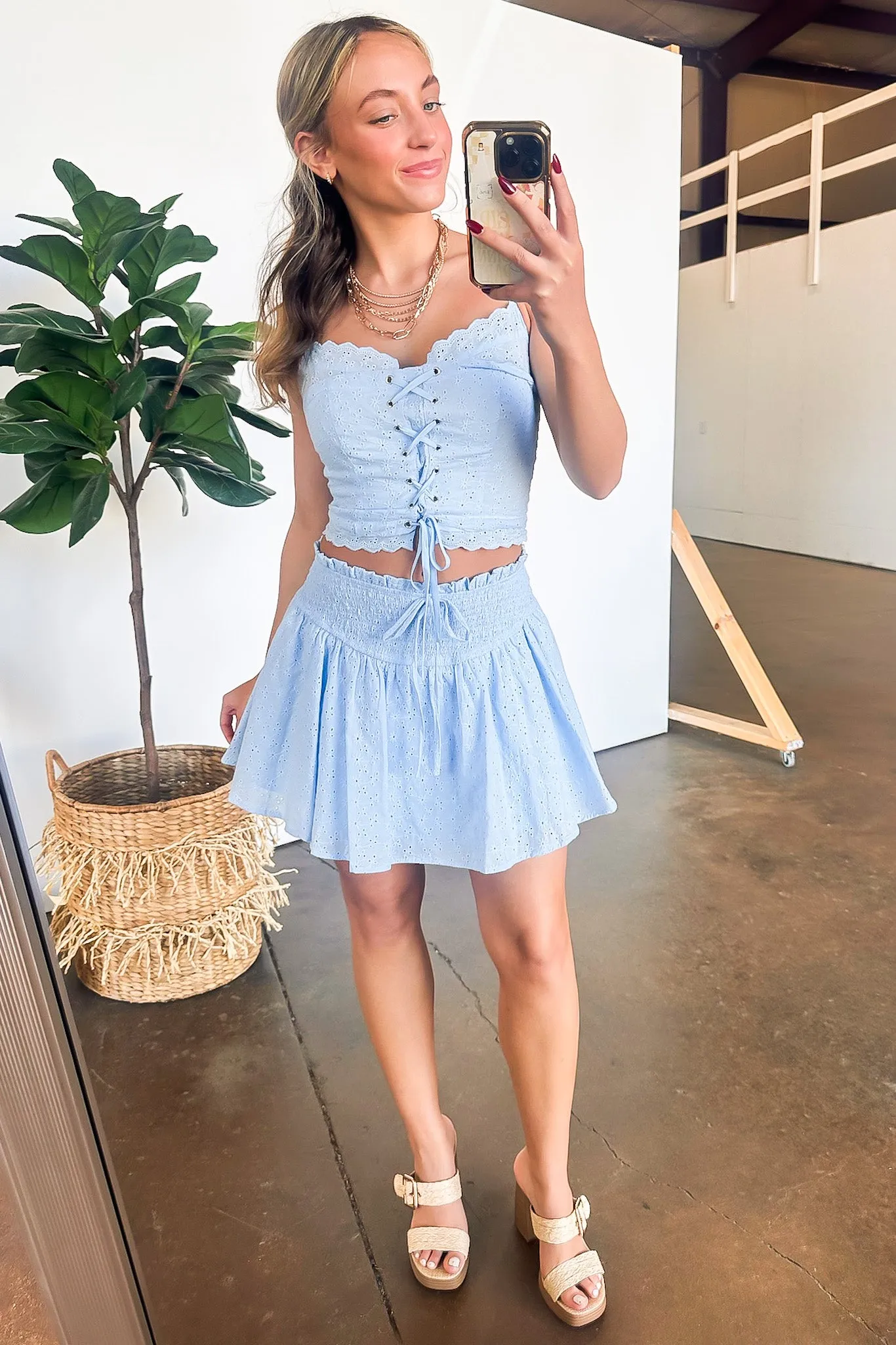 Dreamy Impression Eyelet Smocked Skirt - FINAL SALE sold by Madison + Mallory product image thumbnail 3