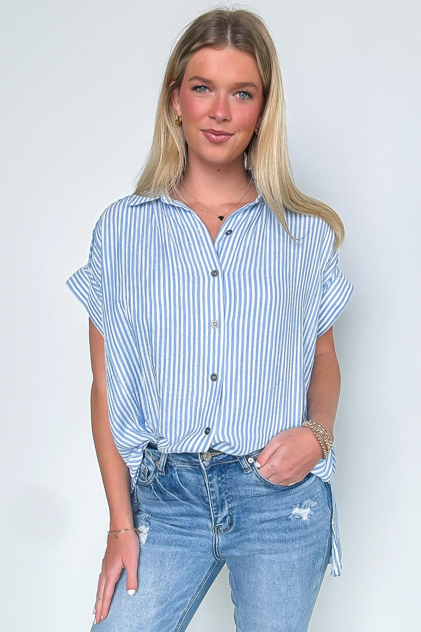 Savani Button Down Striped Top - FINAL SALE sold by Madison + Mallory product image thumbnail 3