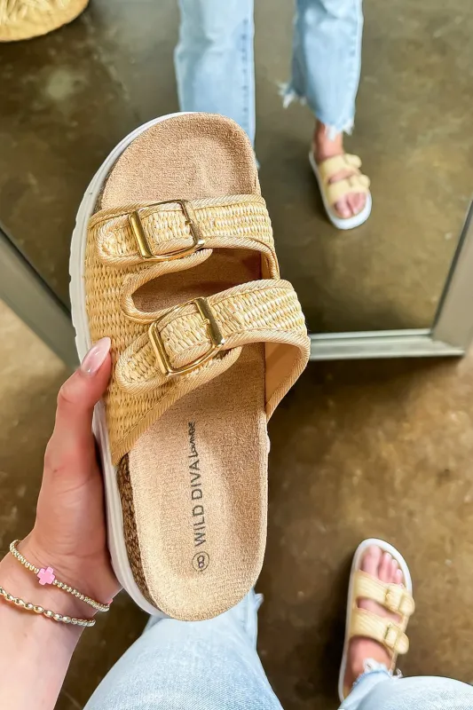 Meralda Raffia Double Strap Platform Sandal sold by Madison + Mallory