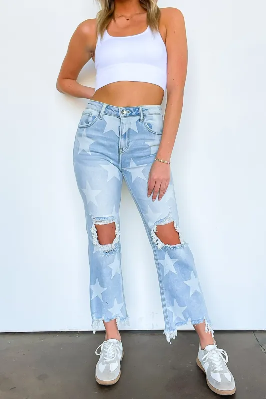 Sky Full of Stars Straight Crop Distressed Jeans sold by Madison + Mallory