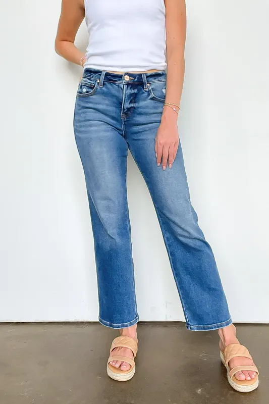 Lyra Tummy Control High Rise Ankle Straight Jeans sold by Madison + Mallory