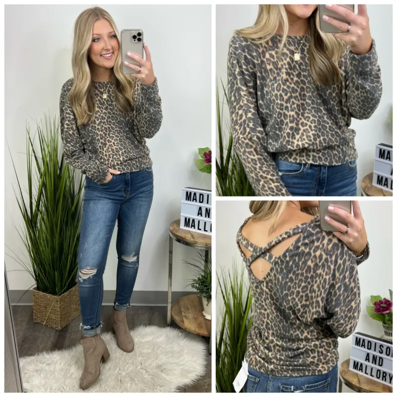Russ Criss Cross Back Animal Print Top - FINAL SALE sold by Madison + Mallory