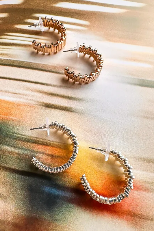 Stylish Link Open Back Hoop Earrings sold by Madison + Mallory