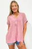 Juliette Washed Double Gauze Button Top - BACK IN STOCK sold by Madison + Mallory