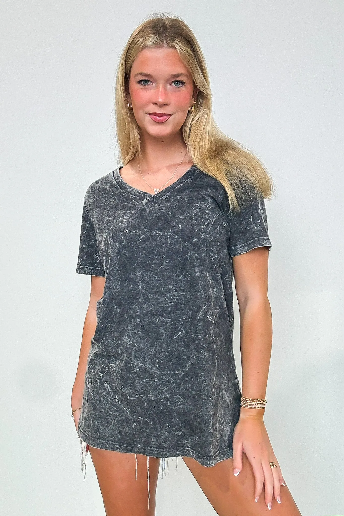 Edge of Casual Boyfriend Fit V-Neck Mineral Wash Tee - FINAL SALE sold by Madison + Mallory product image thumbnail 2