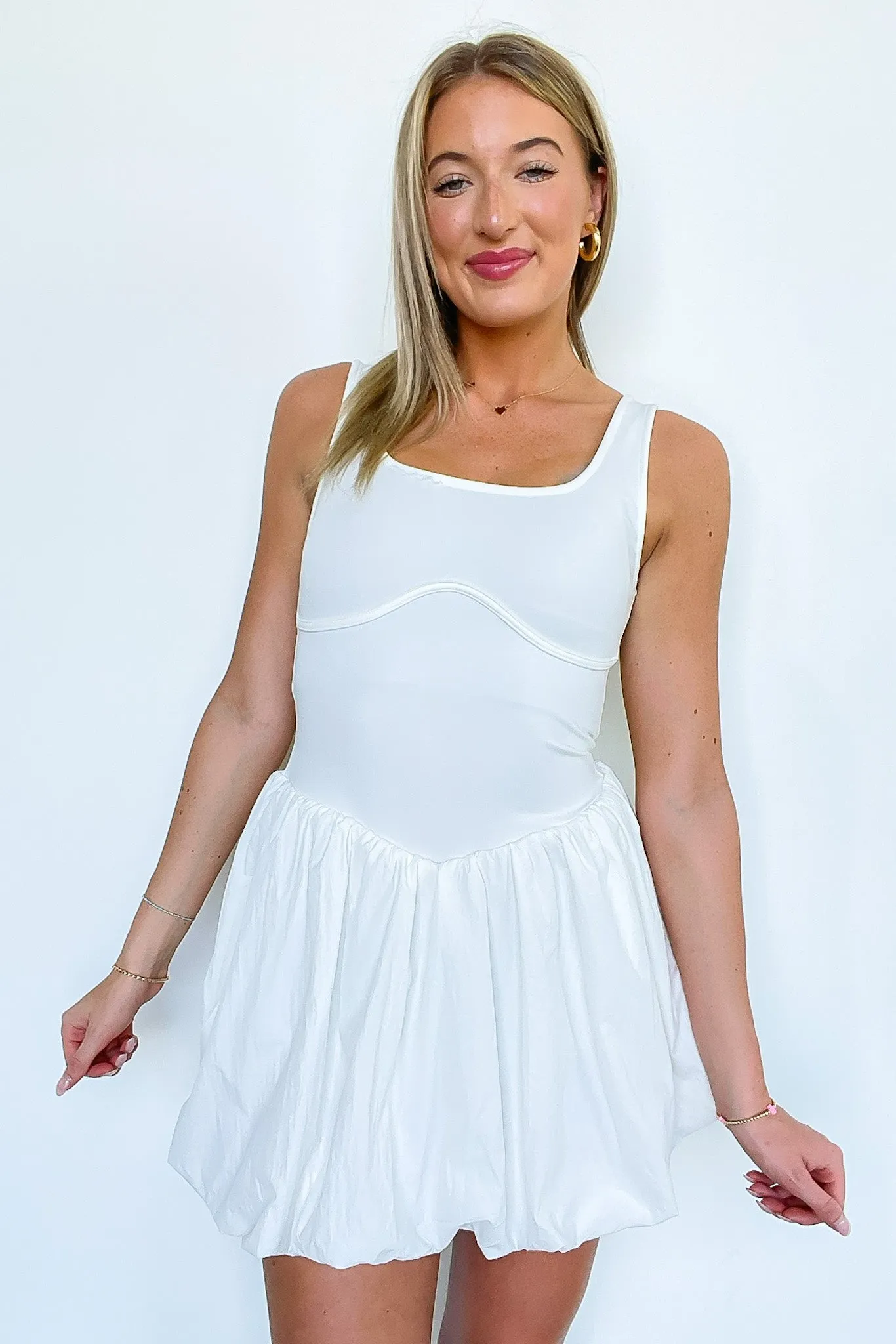 Analeia Bubble Hem Mixed Media Romper - FINAL SALE sold by Madison + Mallory product image thumbnail 5