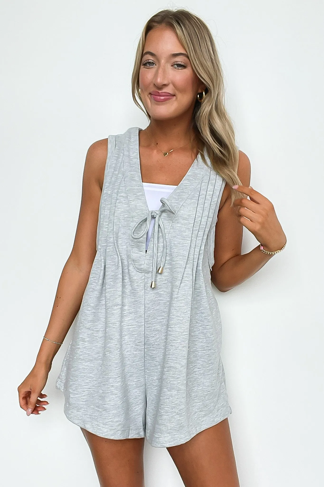 Aila Knit Sleeveless Pintuck Detail Romper - FINAL SALE sold by Madison + Mallory