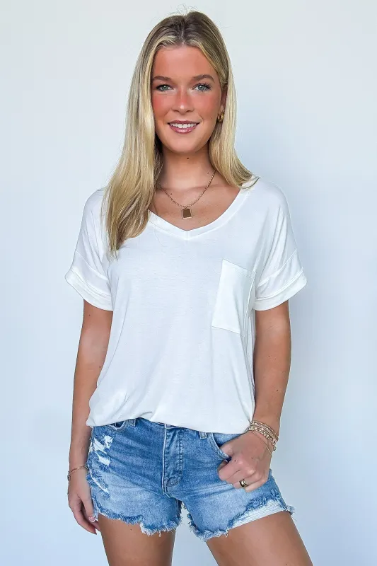 Soft Life V-Neck Pocket Tee - FINAL SALE sold by Madison + Mallory