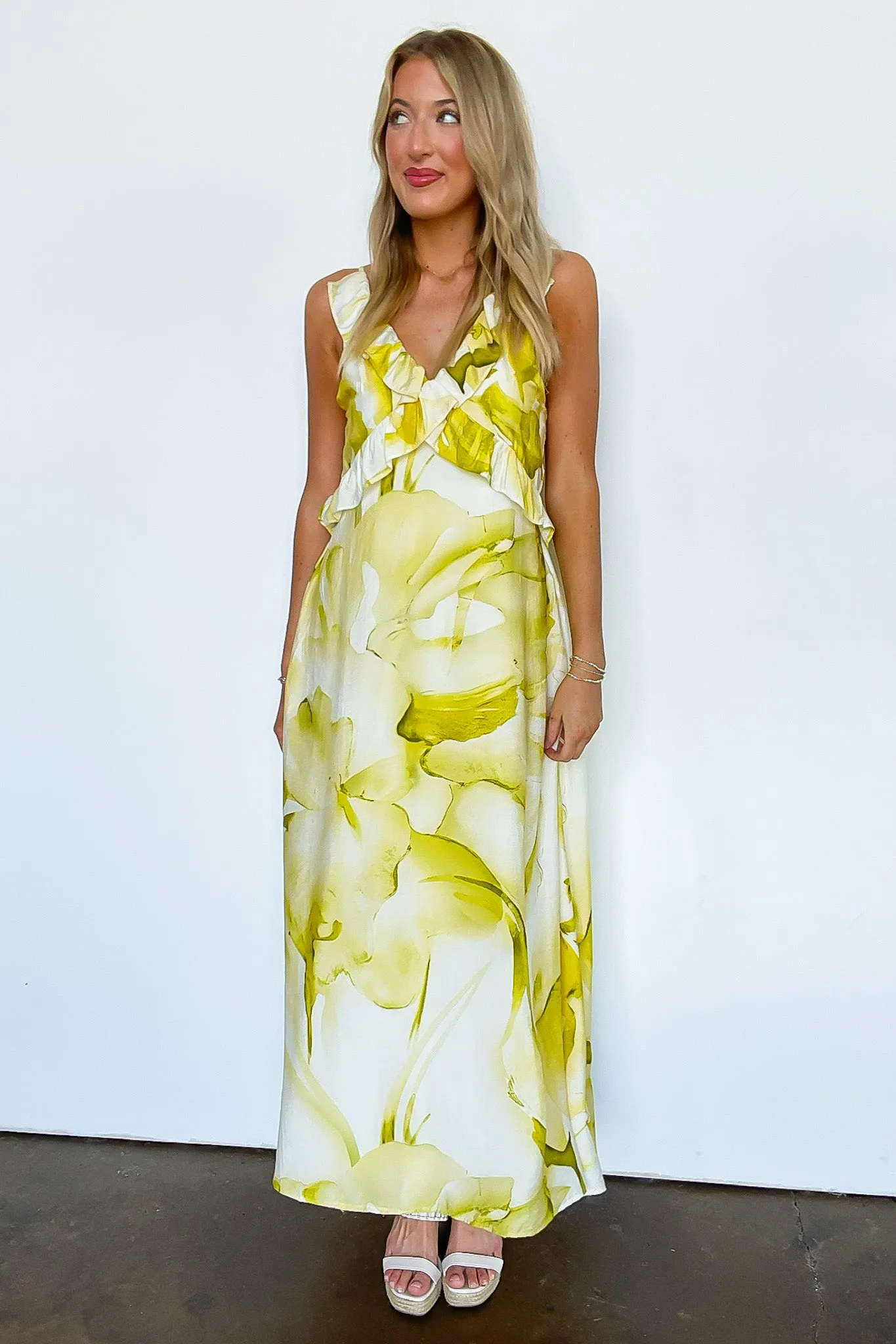 Florence Watercolor Floral Ruffled Maxi Dress - FINAL SALE sold by Madison + Mallory product image thumbnail 2