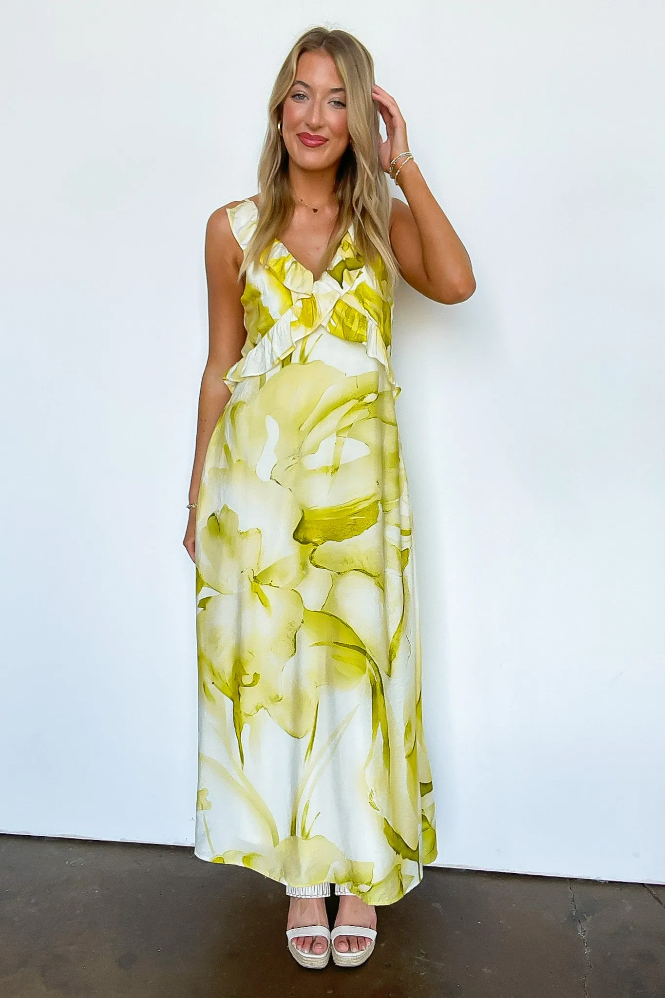 Florence Watercolor Floral Ruffled Maxi Dress - FINAL SALE sold by Madison + Mallory product image thumbnail 4