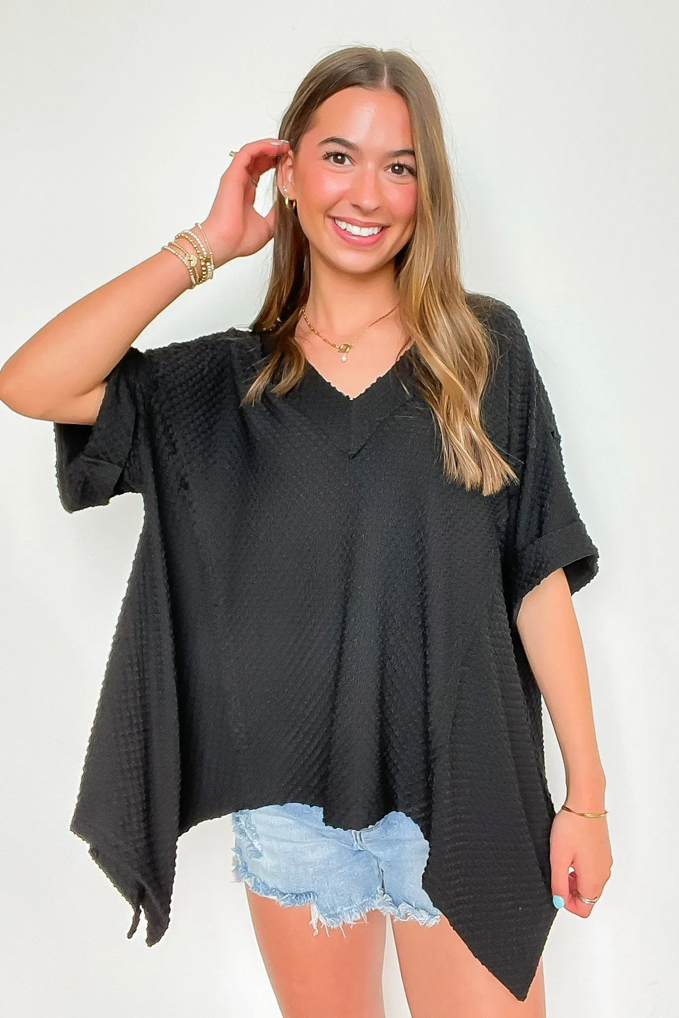 Salt and Sol Dotted Jacquard Knit Short Sleeve Top - FINAL SALE sold by Madison + Mallory product image thumbnail 2