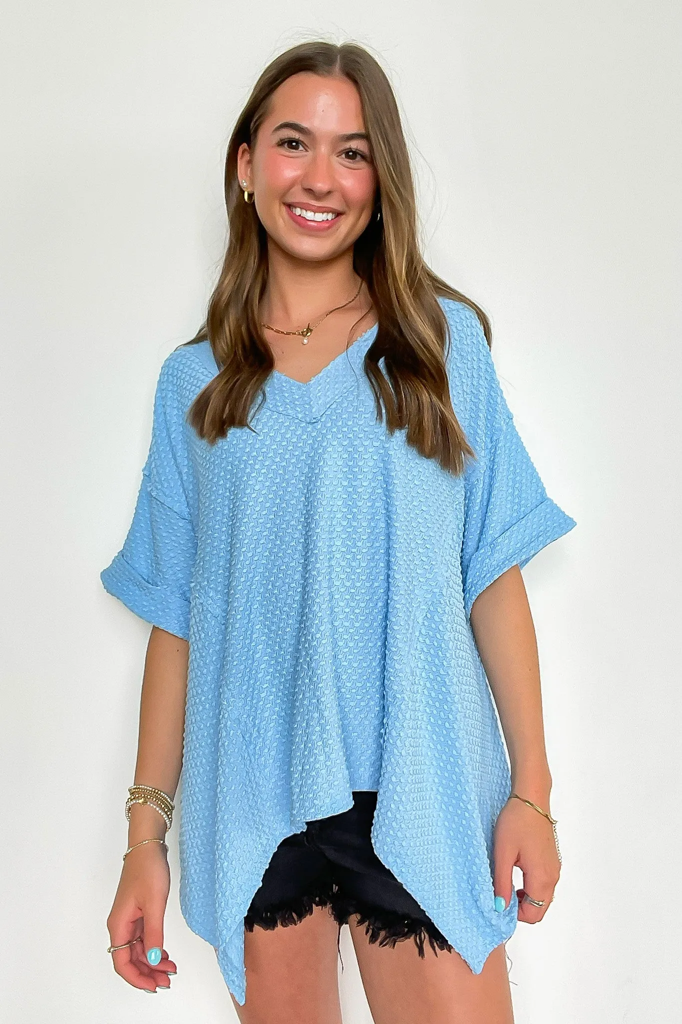 Salt and Sol Dotted Jacquard Knit Short Sleeve Top - FINAL SALE sold by Madison + Mallory product image thumbnail 4